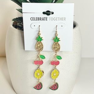 Pineapple lemon, cherry watermelon fruit summer earrings